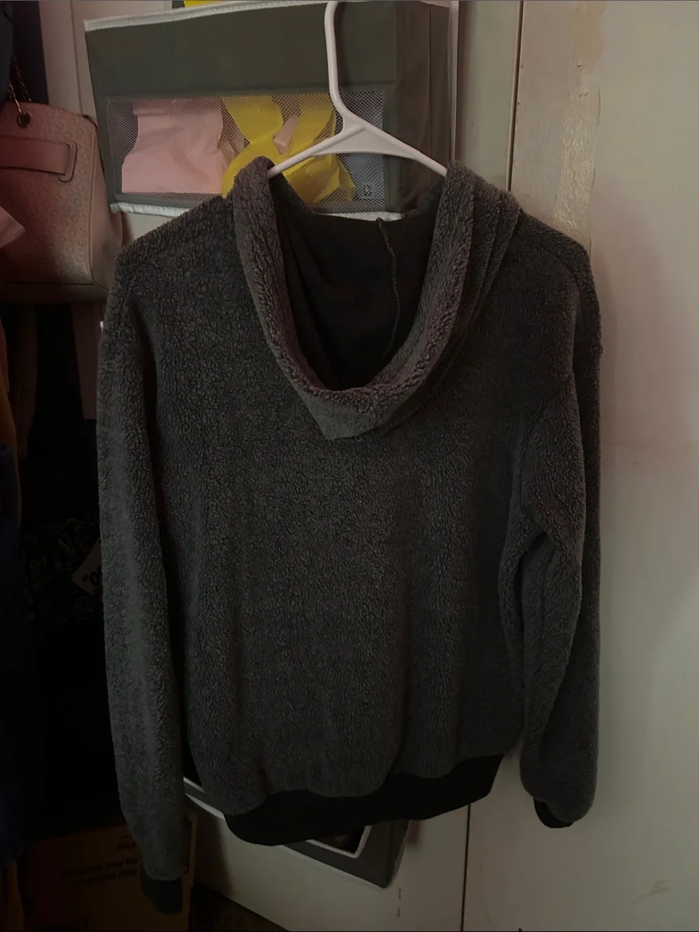 Men's Dark Gray Crewneck Hooded Terry Pullover Sweater